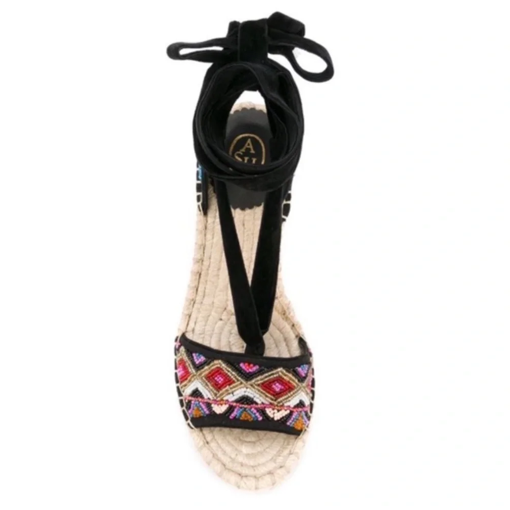 ASH PAOLA Multicolor Canvas Wedge Sandals!